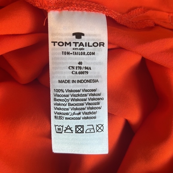 Tom Tailor Hot Orange/Red Round Neck Loose Style Top Size US 8 - Picture 11 of 15